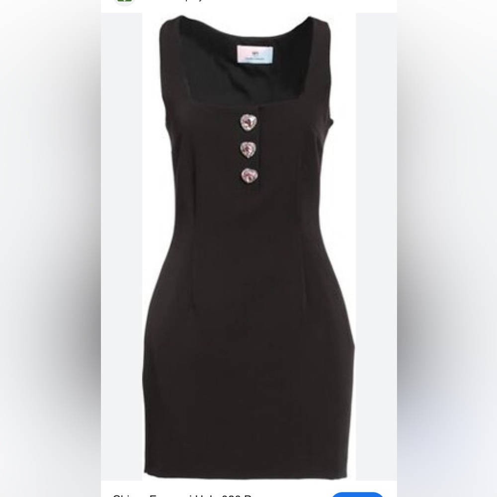 Chiara Ferragni Black Mini Dress with Pink Rhinestone Buttons Sz IT 44 NWT!